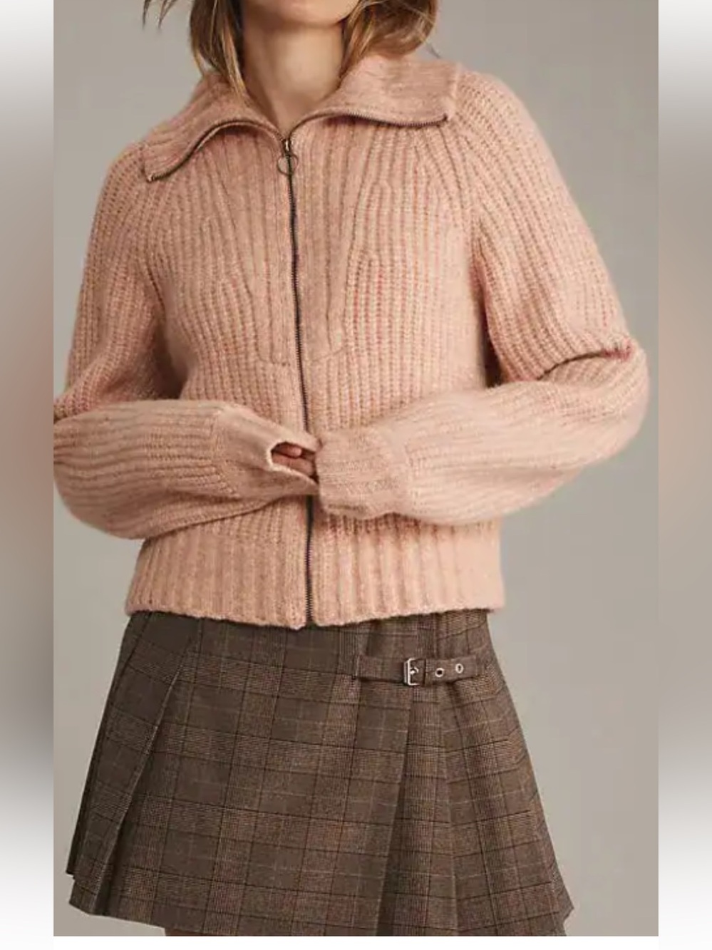 PAIGE JAYNA Sweater Cardigan Rose Marl Color Wool Blend Size Large